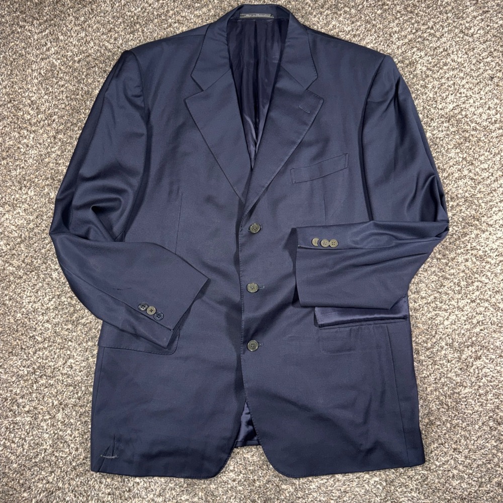 Ermenegildo Zegna 44L M. Penner Mens Navy Blue 100%‎ Wool Blazer Sport Coat